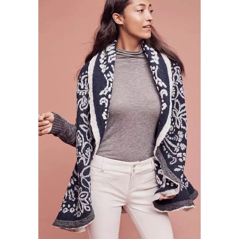 ANTHROPOLOGIE Sleeping On Snow Snow Dreams Sweater Jacket